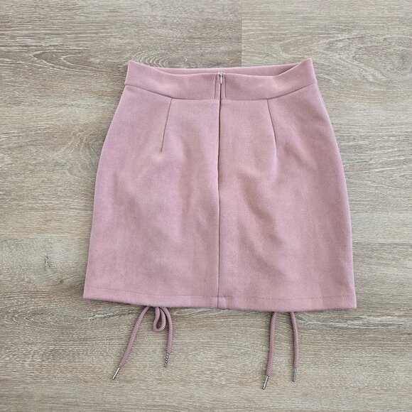Mini Skirt High-Waist Small Faux Suede Bodycon Sexy Lace-Up Criss Cross Split - Picture 11 of 14